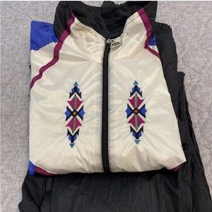 Vtg 90s Wilson Jacket Pant Windbreaker Black Track Suit Womens M Lined